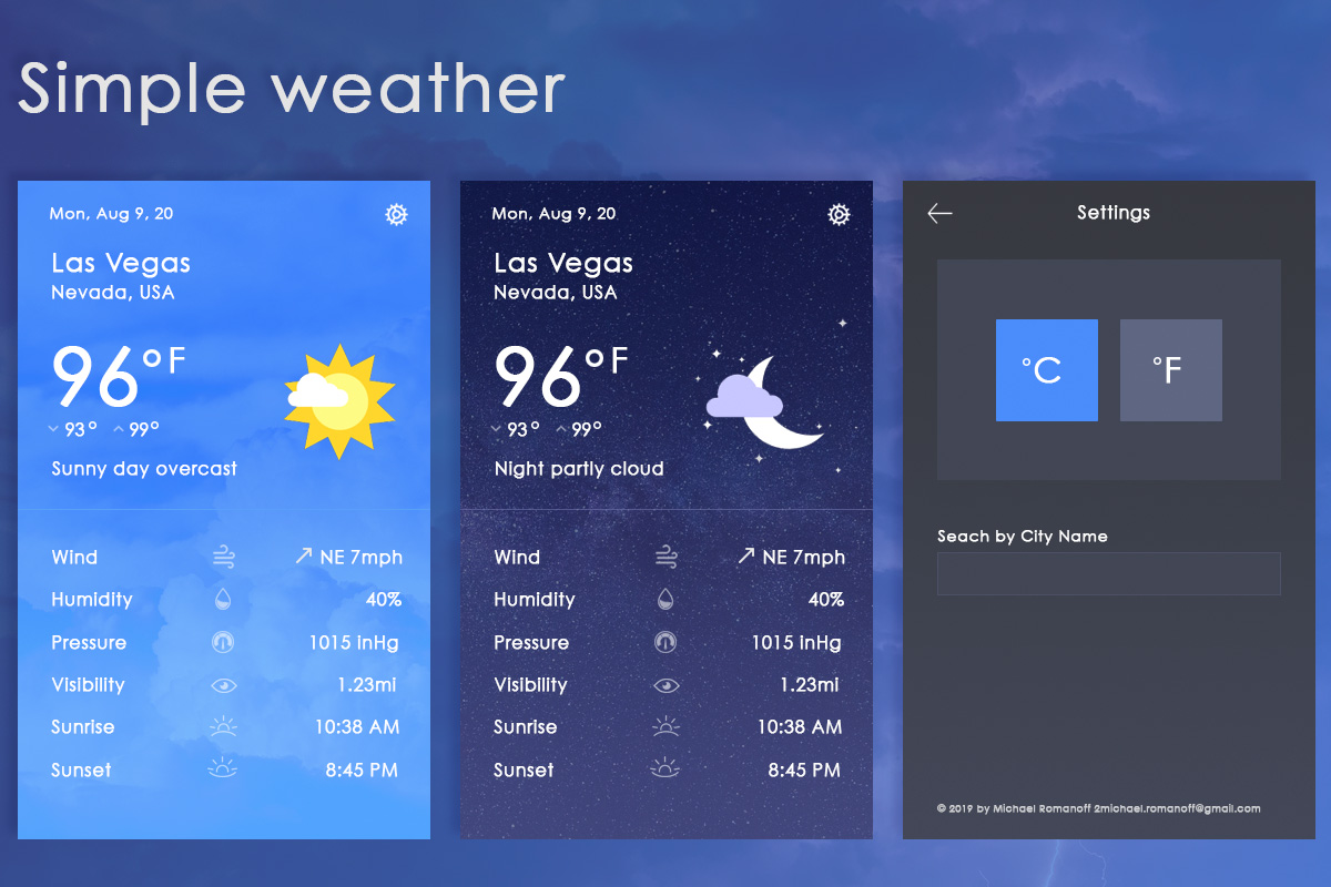 Simple Weather Report. Extension for Chrome Browser.